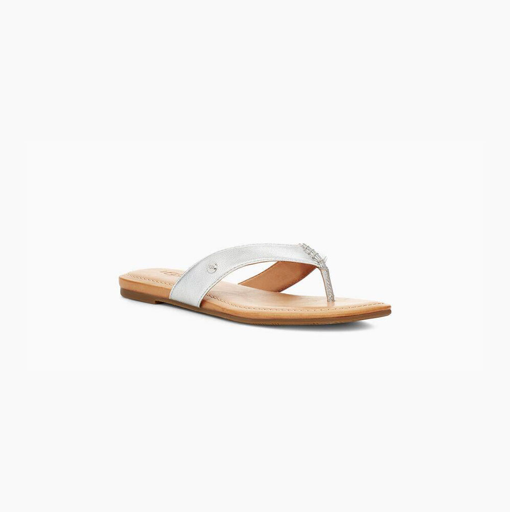 UGG Tuolumne Metallic Silver Sandals for Women (QHAW75638)